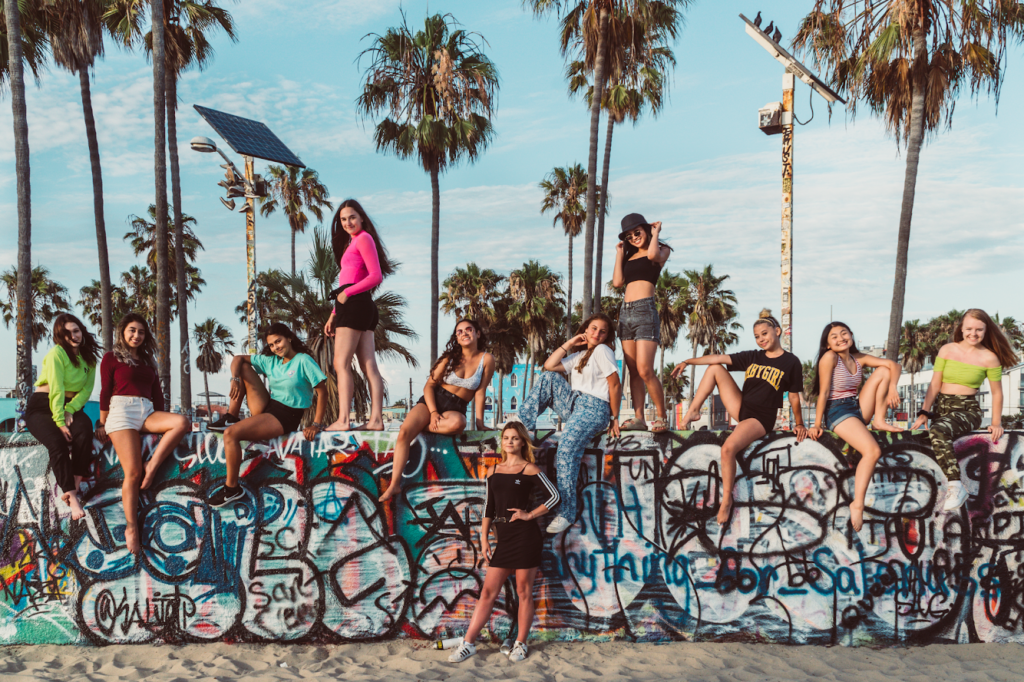 Summer Dance in L.A.  crew on Venice Beach wall.